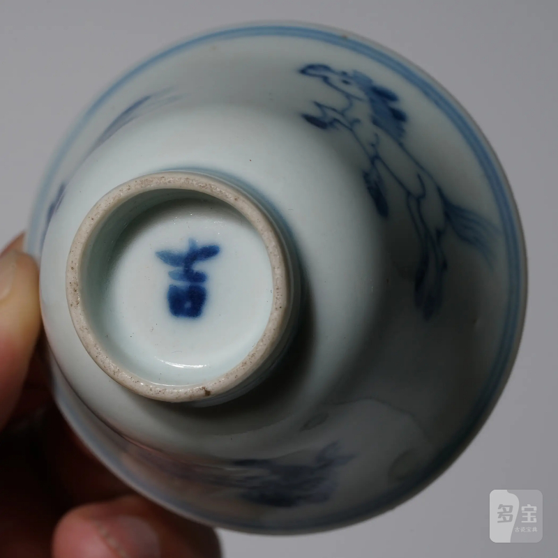 清中期 景德镇窑新渡青花骏马图杯一对 - 图9